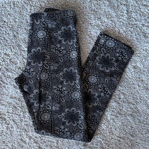Faded Glory•Girls’ Black Floral Print Leggings | L (10-12)